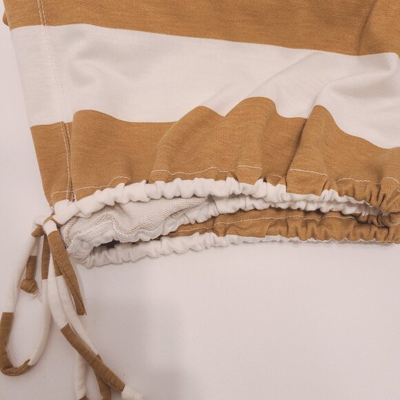 Aerie Women's Small Striped Hoodie Mustard Yellow White Long Sleeve Lightweight - Picture 9 of 13